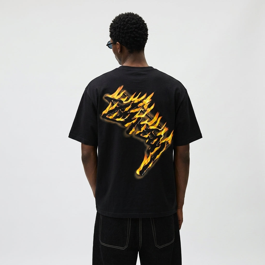 Stussy Burning Stock T-Shirt Black