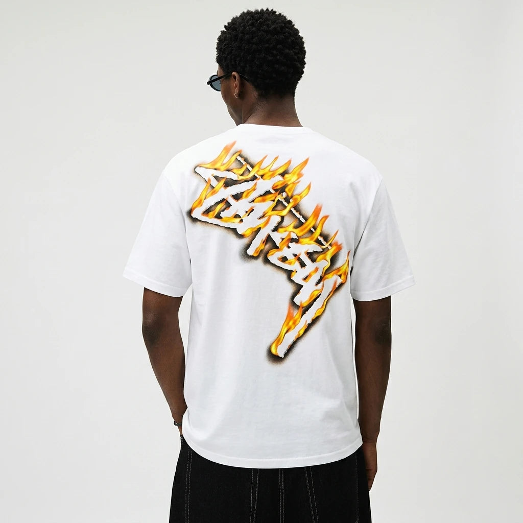 Stussy Burning Stock T-Shirt White