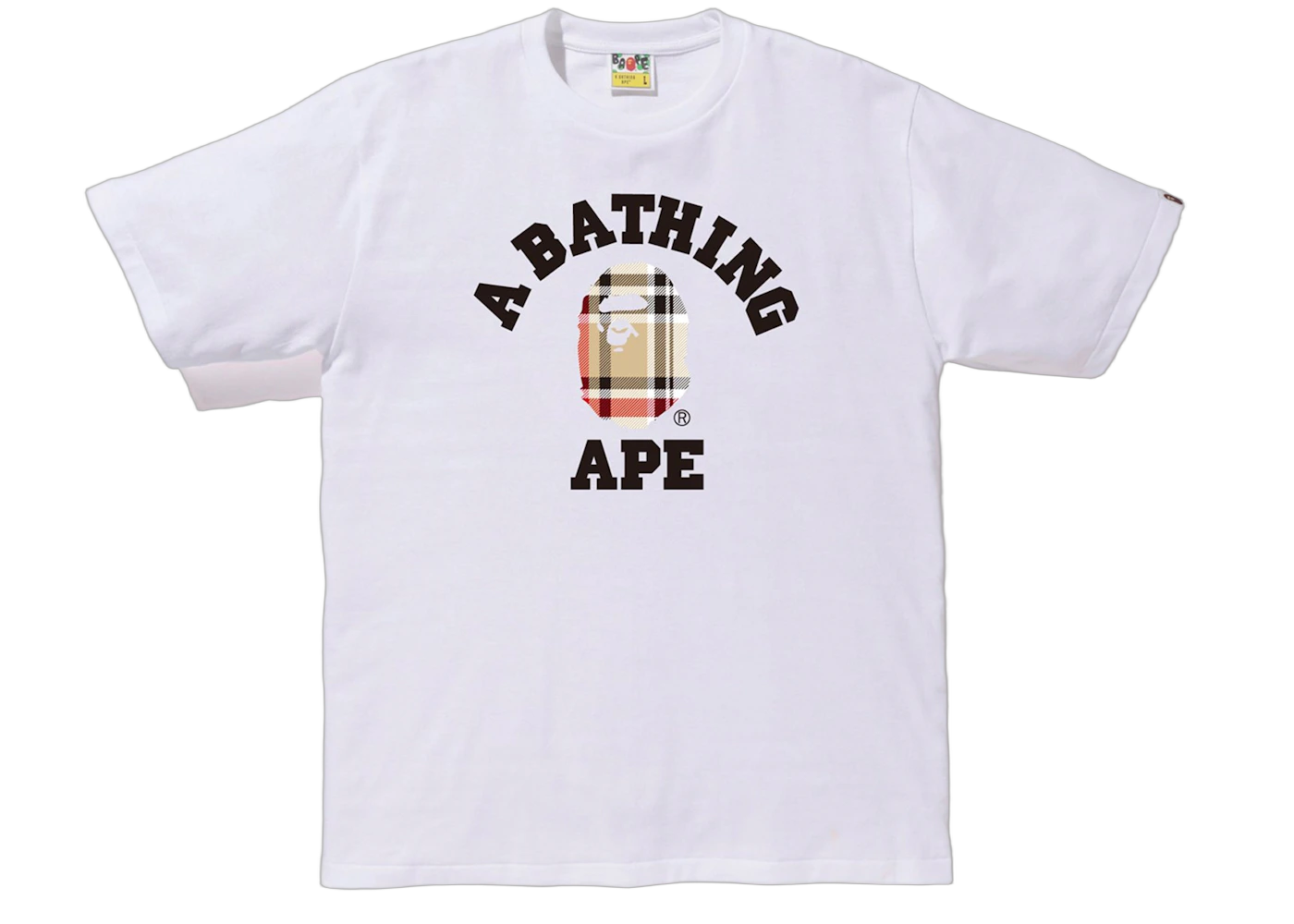 BAPE Check College Tee White/Beige