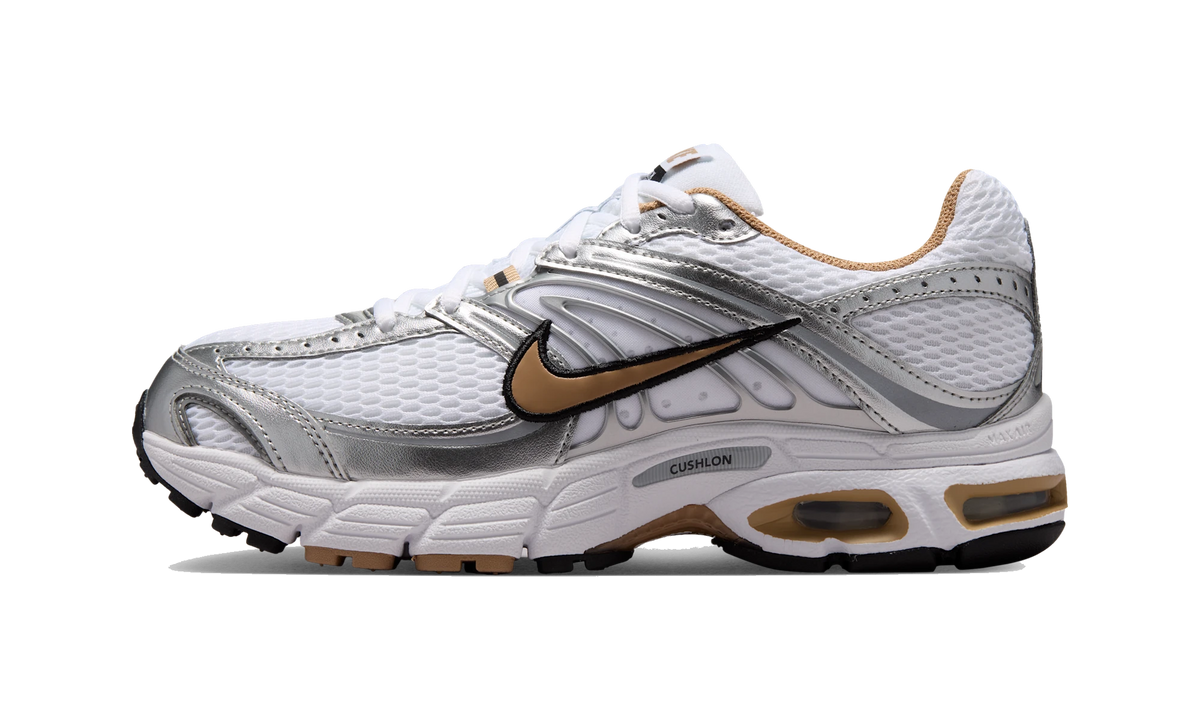 Nike Air Max Moto 2K shoes with reflective accents White/Metallic Silver/Black/British Khaki