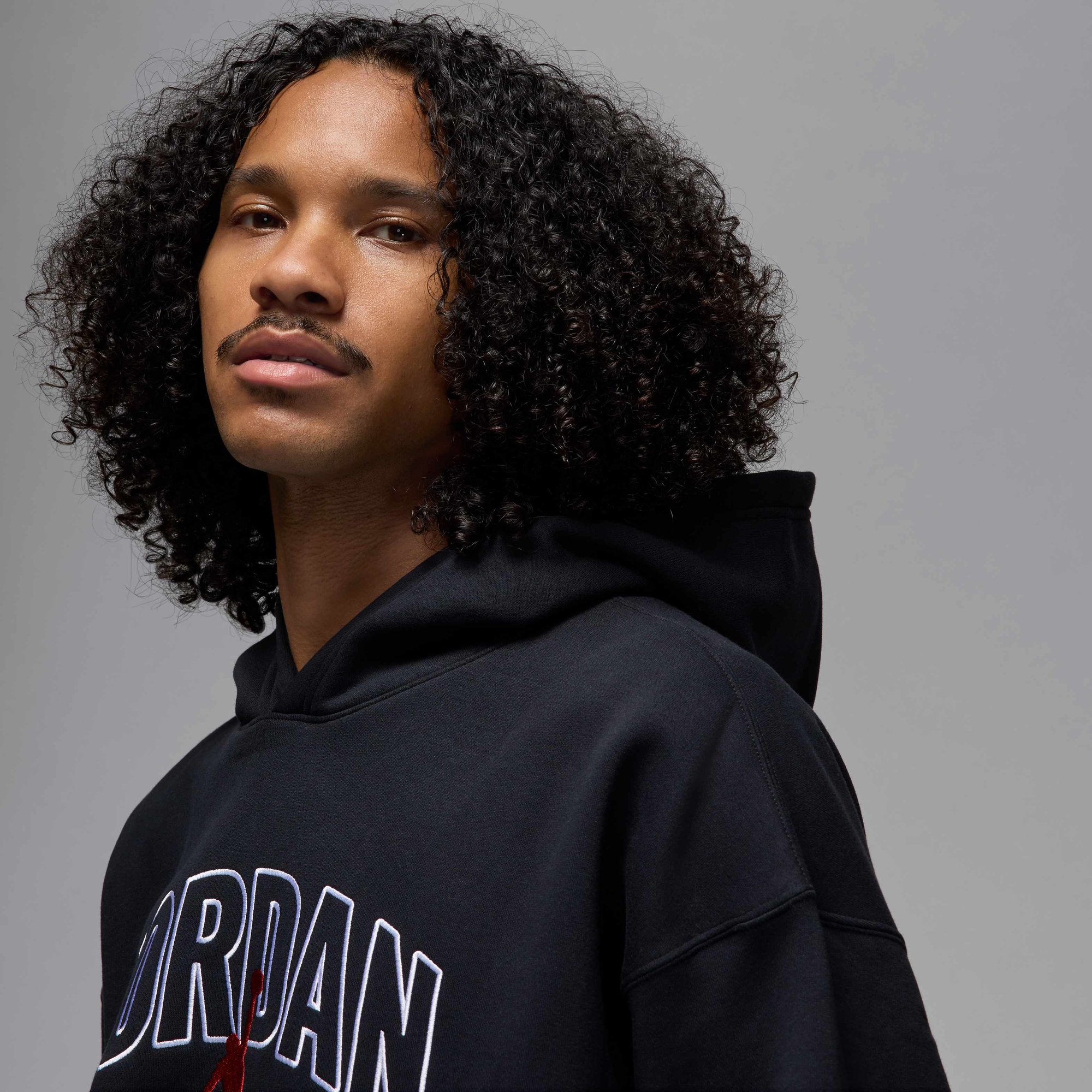 Air Jordan Brooklyn Fleece Oversized Pullover Hoodie Black/Gym Red