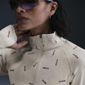 Nike Sportswear Collection Slim 1/2-Zip Long-Sleeve Logo Top Light Orewood Brown/Red Sepia/Light ...