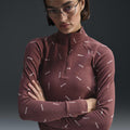 Nike Sportswear Collection Slim 1/2-Zip Long-Sleeve Logo Top Red Sepia/Light Orewood Brown/Red Sepia