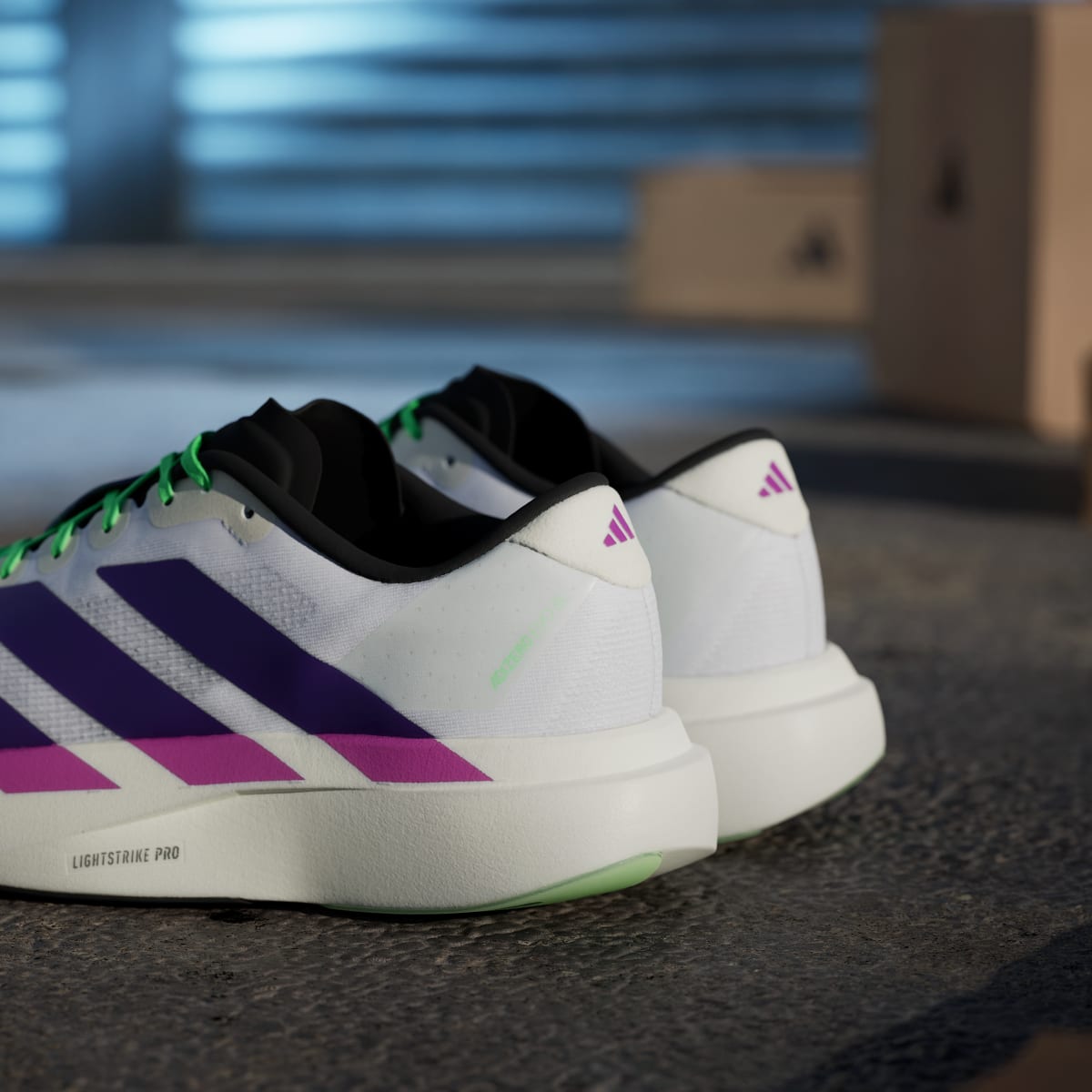 Adidas Adizero Evo SL White Purple Lime Burst