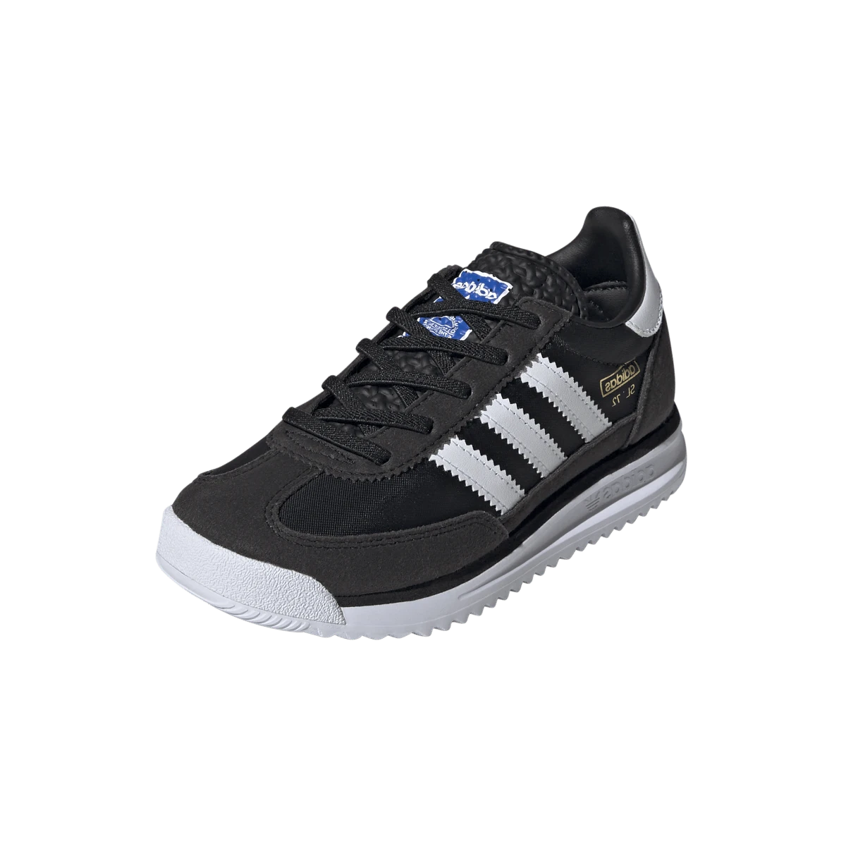 Adidas SL 72 RS Elastic Laces Core Black Cloud White Blue (PS)