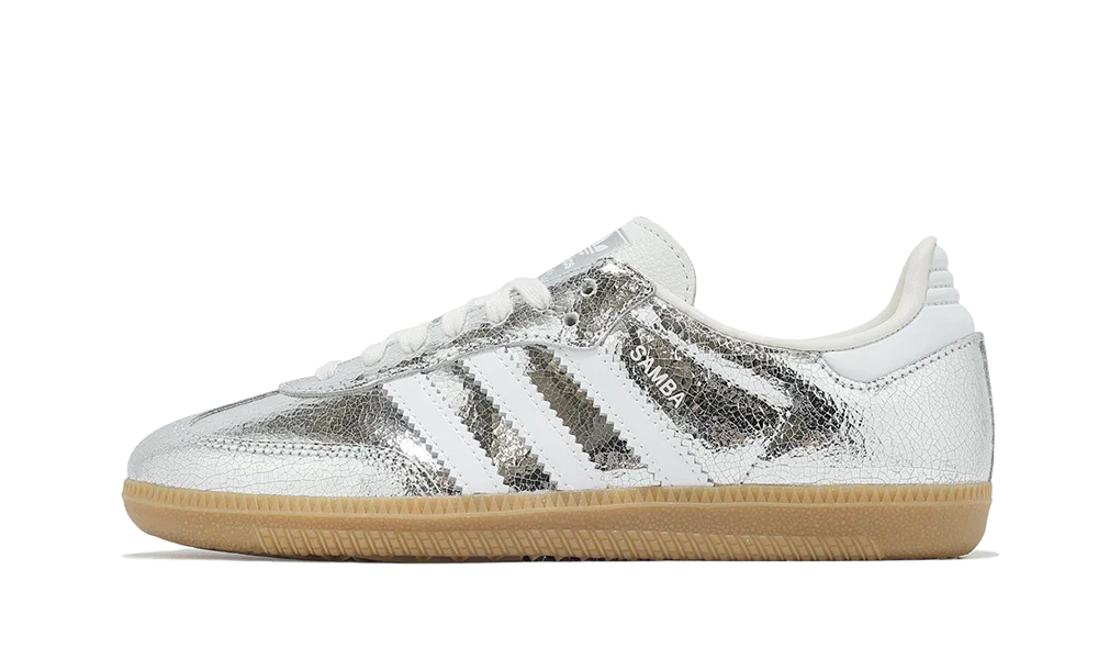 Adidas Samba OG Silver Metallic Cracked Leather, Silver Metallic/Footwear White/Core White (JR0035)