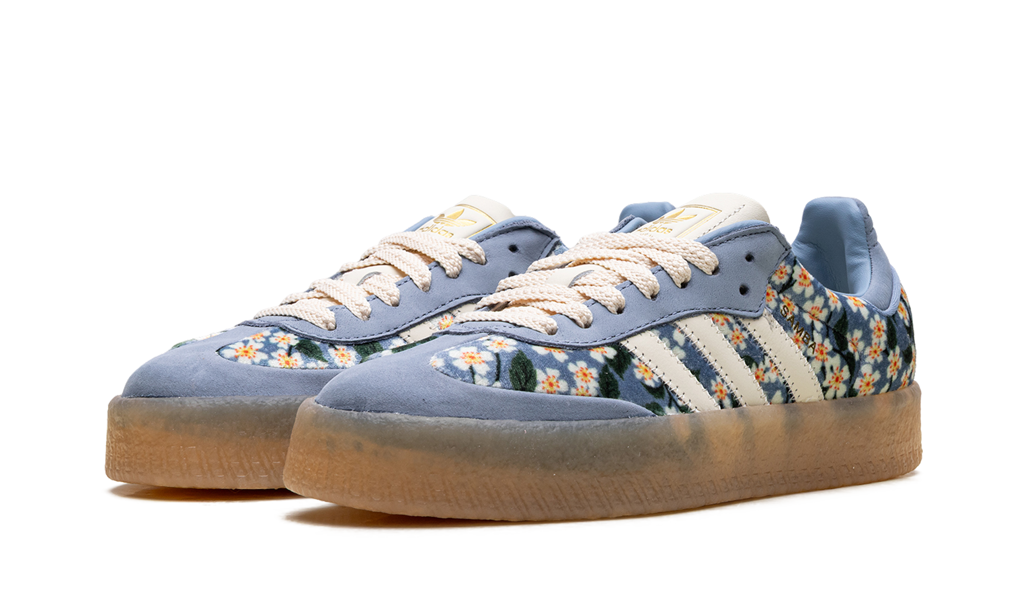 Adidas Sambae Liberty London Floral Embroidery Blue Cream White