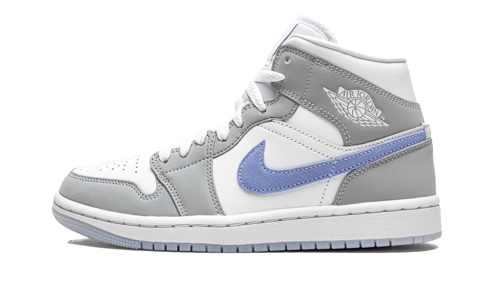 Air Jordan 1 Mid Wolf Grey Aluminum, White/Aluminum-Wolf Grey (BQ6472-105)