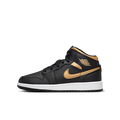 Air Jordan 1 Mid Black Metallic Gold Swoosh