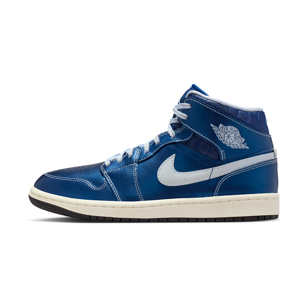 Air Jordan 1 Mid SE Metallic Blue Quilted, Black/Coconut Milk/Hot Lava/Ghost (IM5128-001)