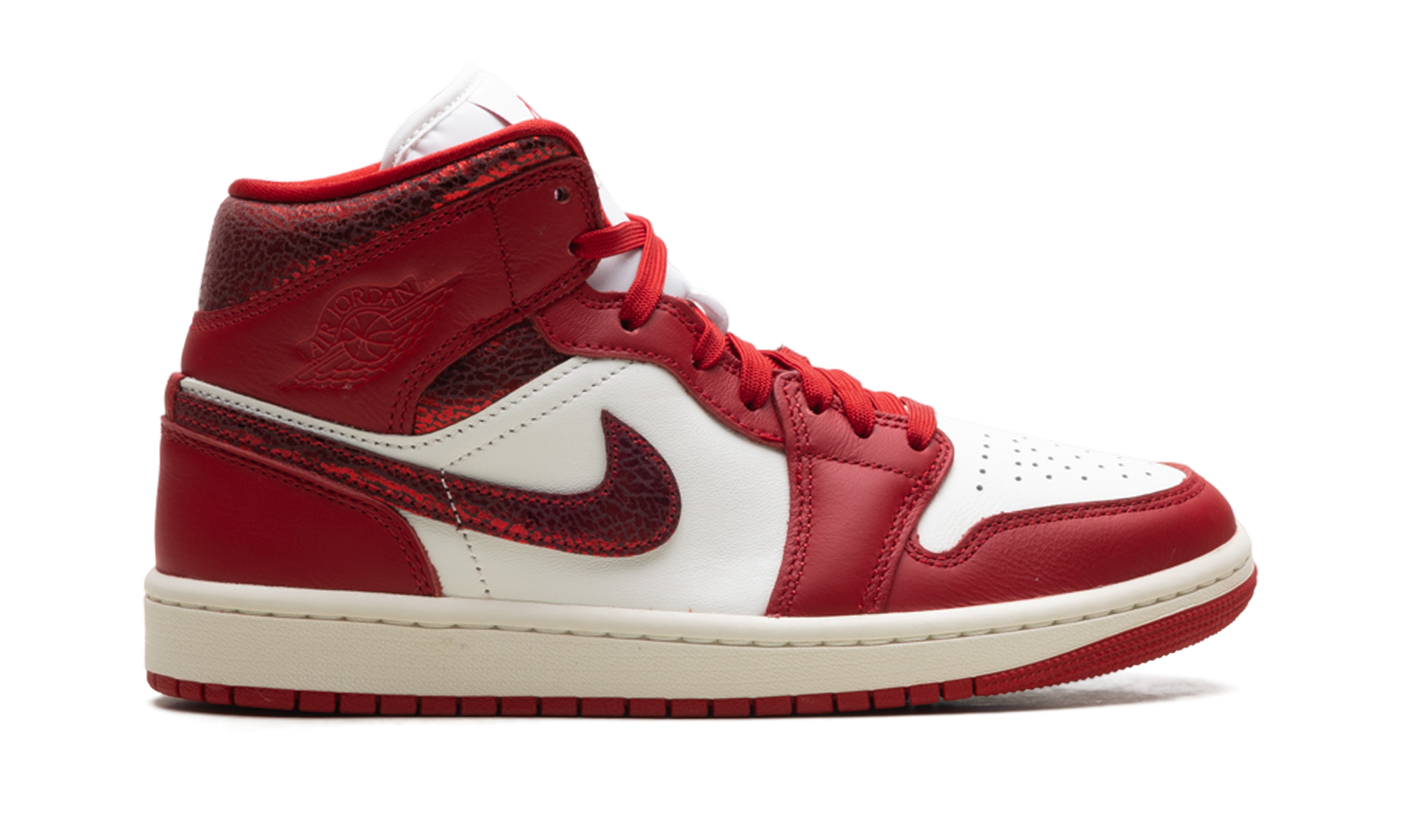 Air Jordan 1 Mid SE Red Cracked Leather