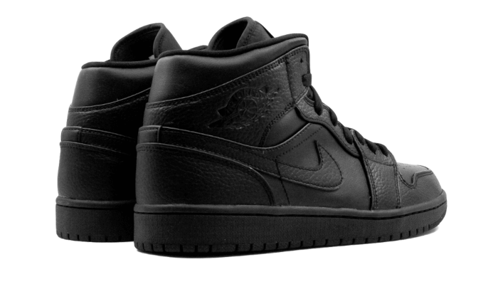 Air Jordan 1 Mid Triple Black Tumbled Leather, Black/Black/Black (554724-091)