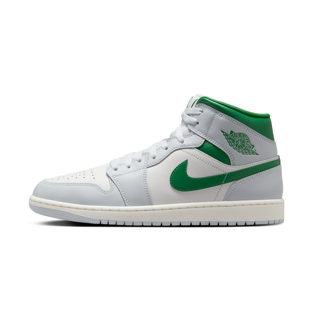 Air Jordan 1 Mid White Pure Platinum Pine Green, Summit White/Pure Platinum/Sail/Pine Green (DQ8426-142)