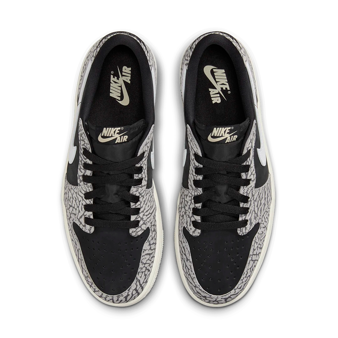Air Jordan 1 Retro Low OG Black Cement, Black/Muslin/Tech Grey/White/Sail (CZ0790-001 / CZ0858-001)