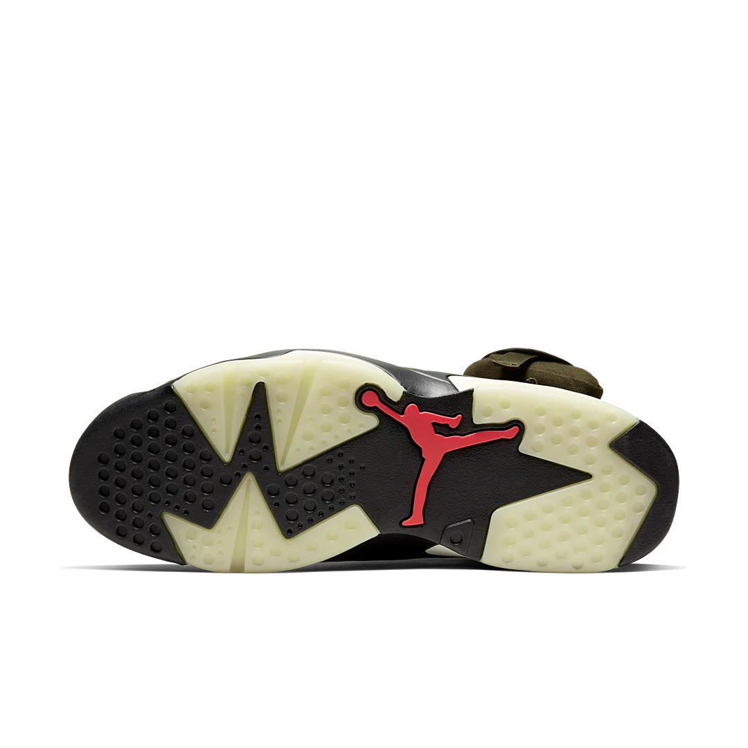 Air Jordan 6 Retro Travis Scott, Medium Olive/Black-Sail-University Red (CN1084-200 / CN1085-200)