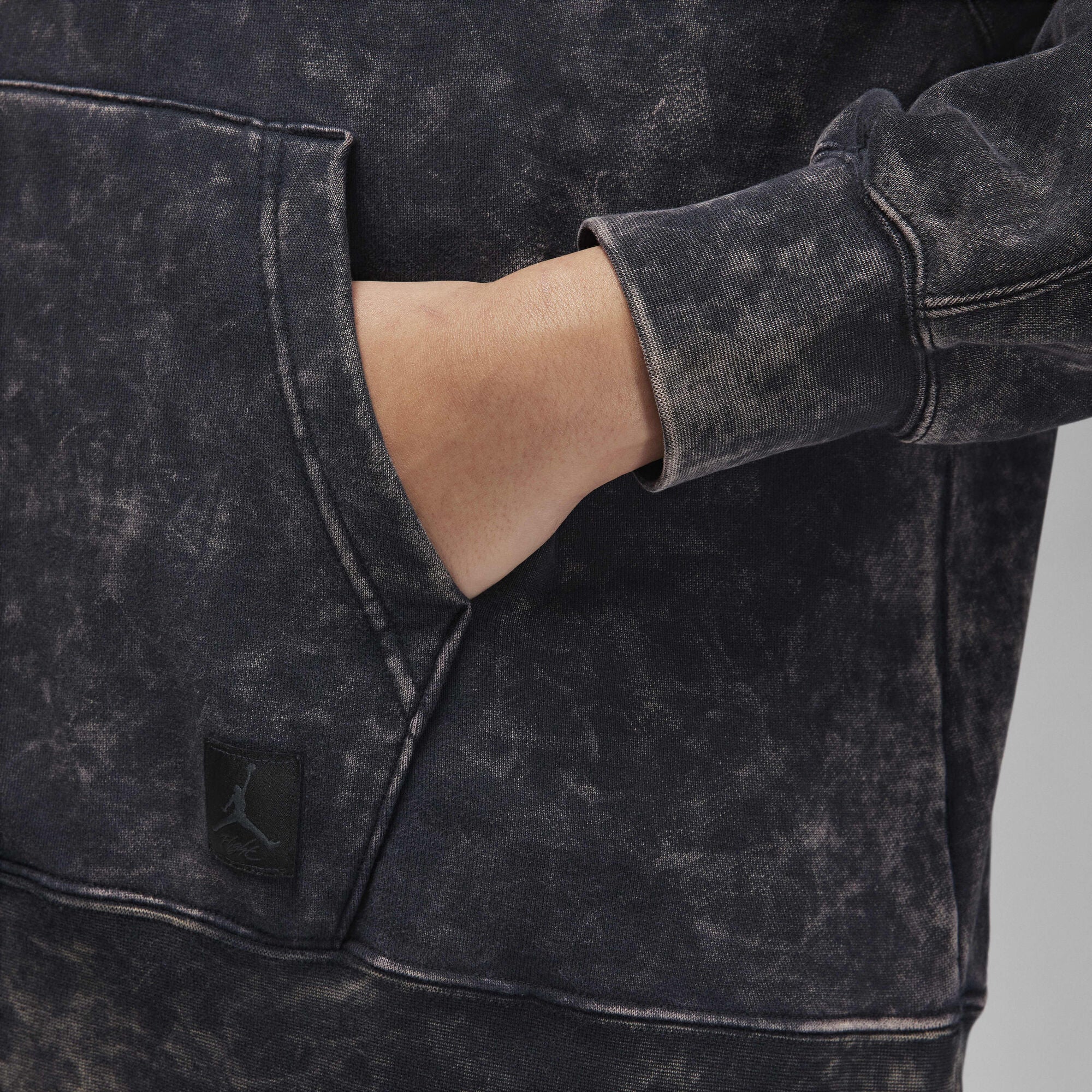 Air Jordan Flight Fleece Satin-Lined Washed Hoodie Black