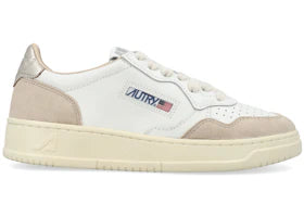 Autry Medalist Leather Low White Gold Beige
