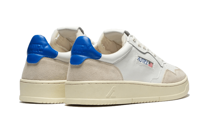 Autry Medalist Leather Suede Low White Azure Beige
