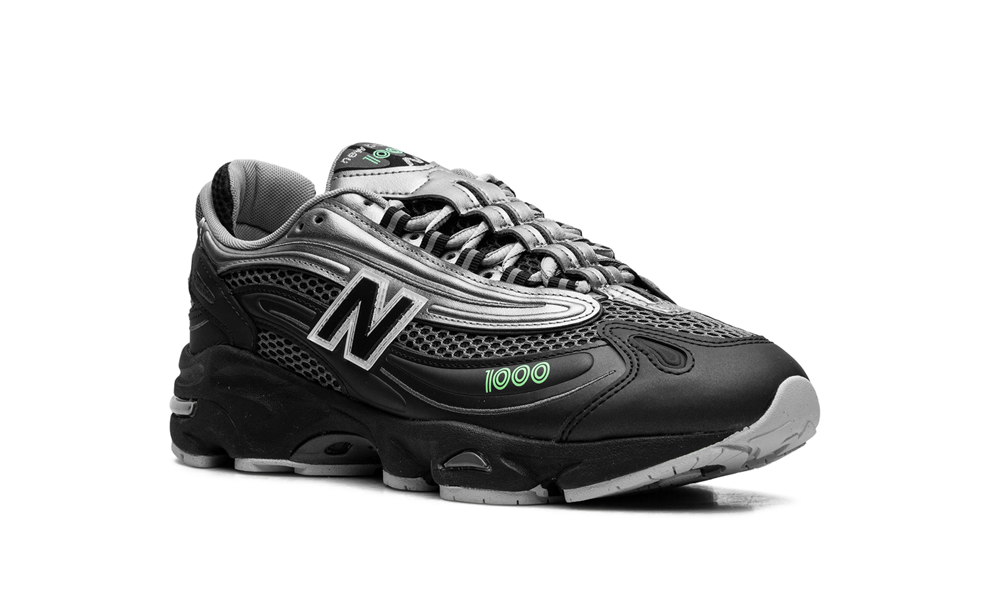 New Balance 1000 Dark Silver Metallic Lime Leaf