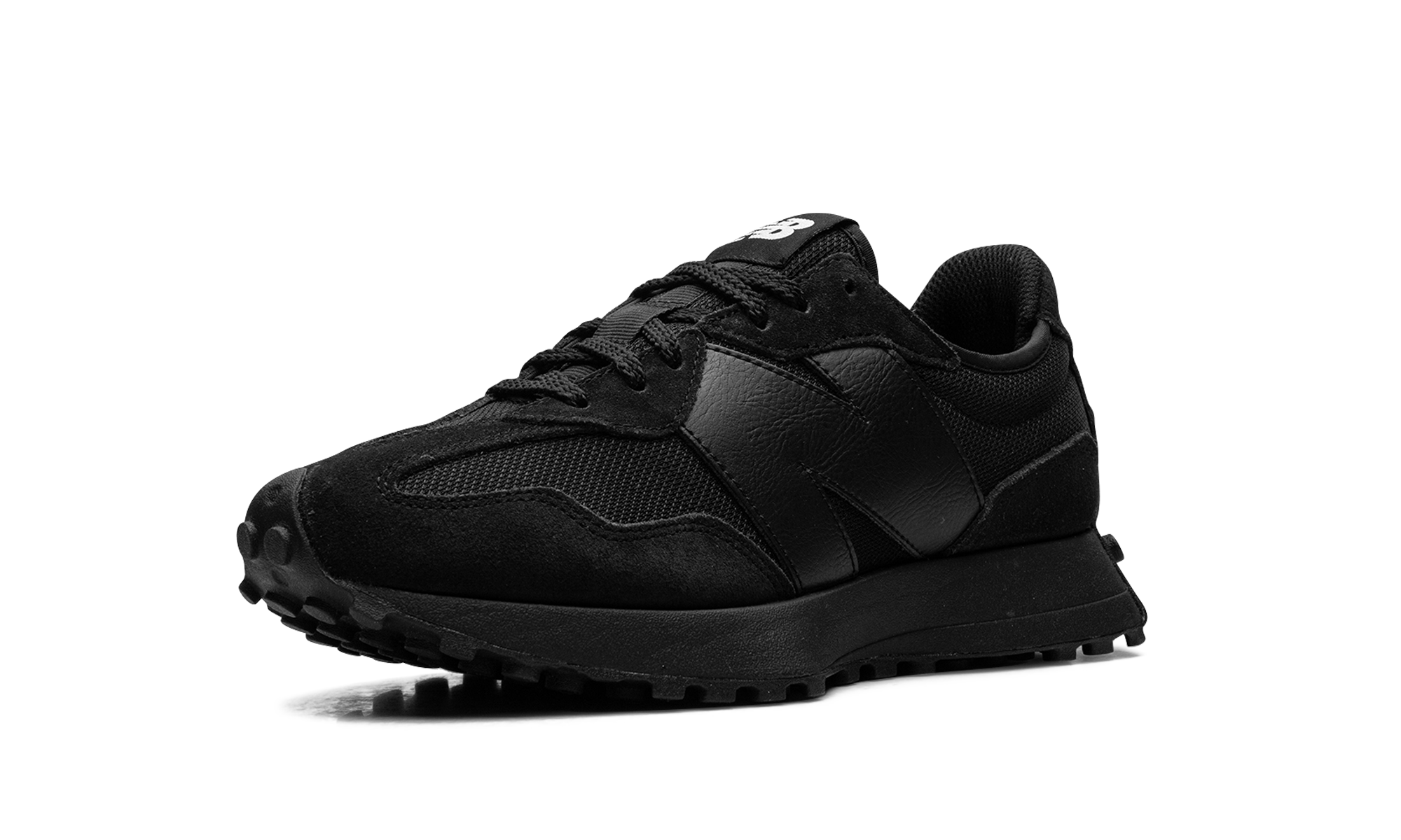 New Balance 327 Black White Tongue Logo