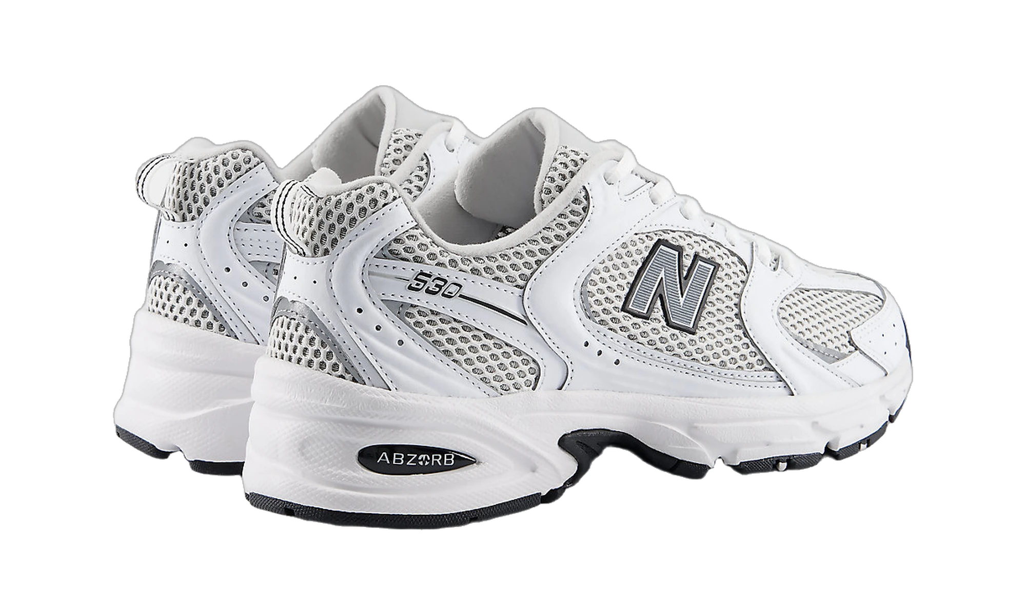 New Balance 530 White Silver Metallic Black Sole