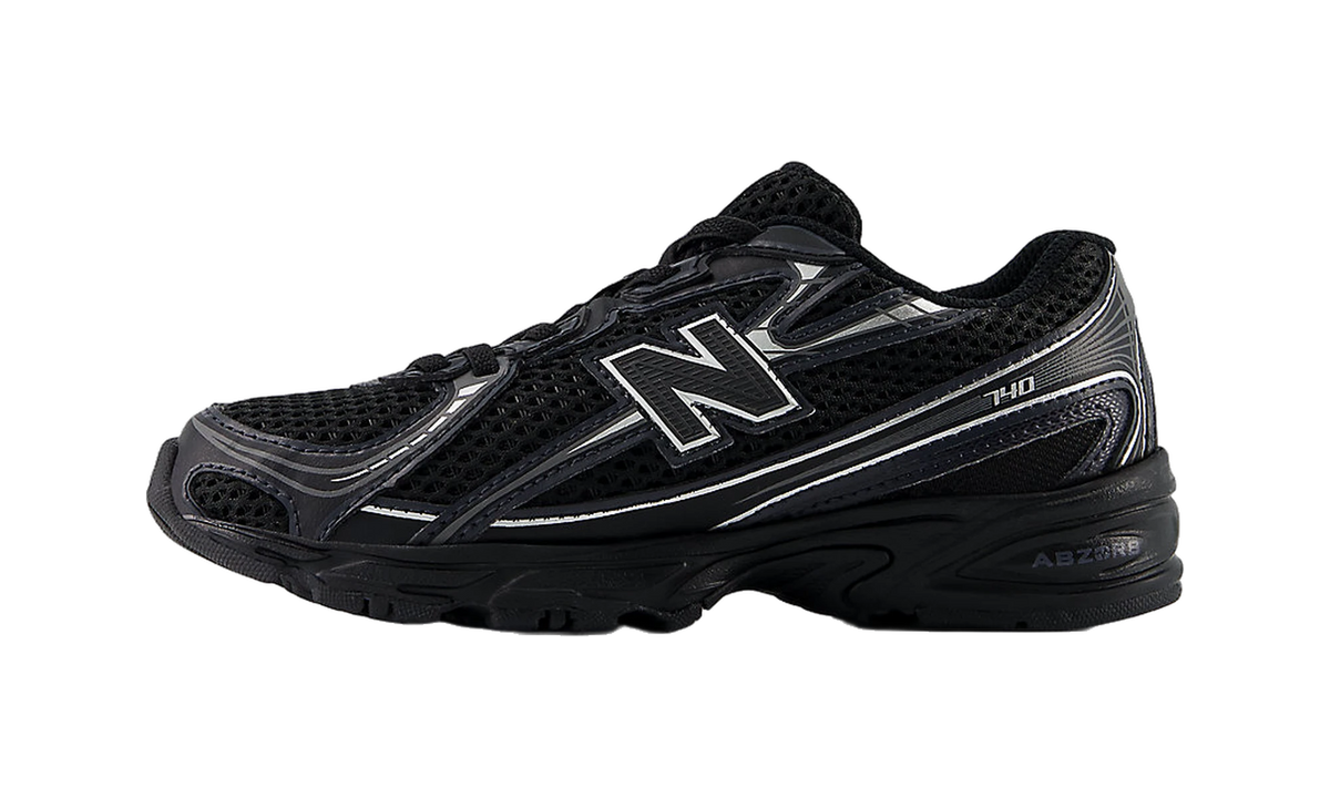 New Balance 740 Bungee Lace Black Grey Silver (PS)