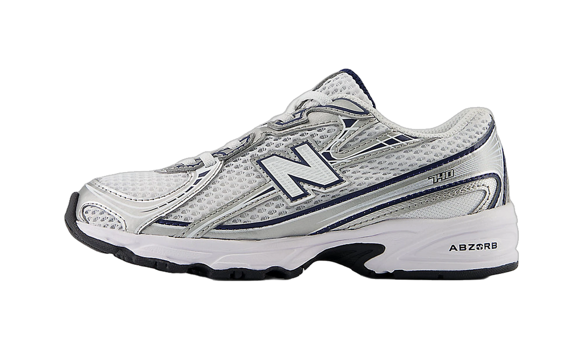 New Balance 740 Bungee Lace White Metallic Silver Navy (PS)