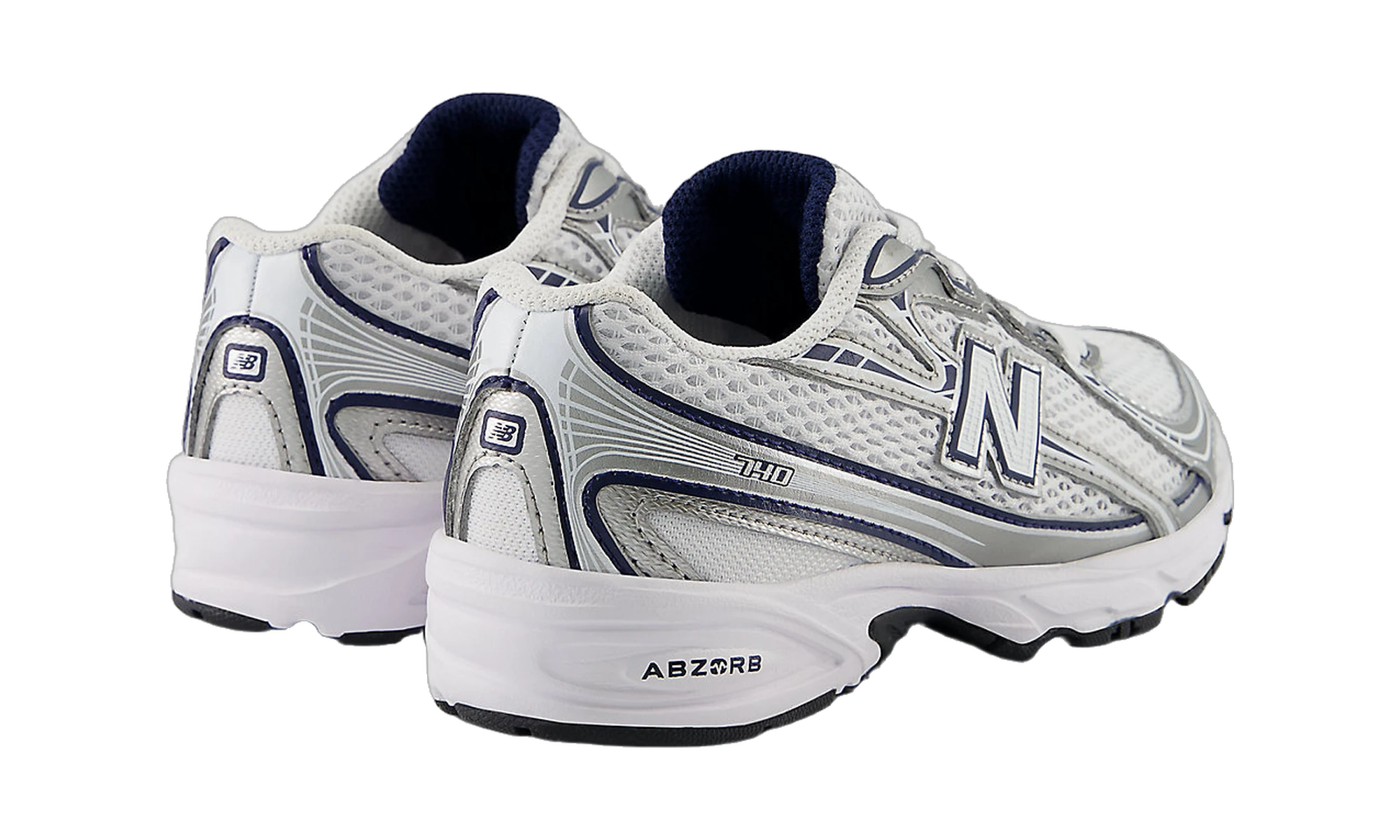 New Balance 740 Bungee Lace White Metallic Silver Navy (PS)