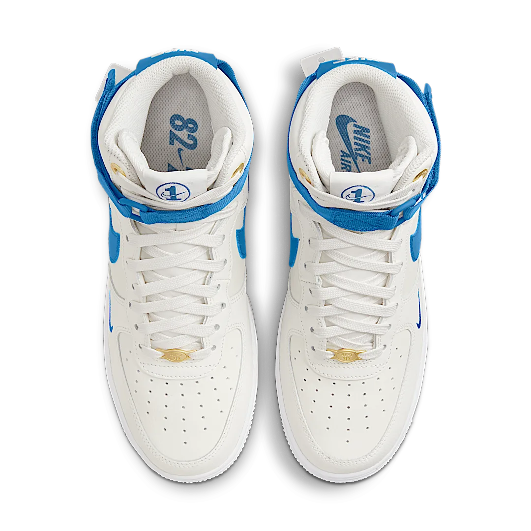 Nike Air Force 1 High 40th Anniversary Sail, Sail/White/Metallic Gold/Blue Jay (DQ7584-100)