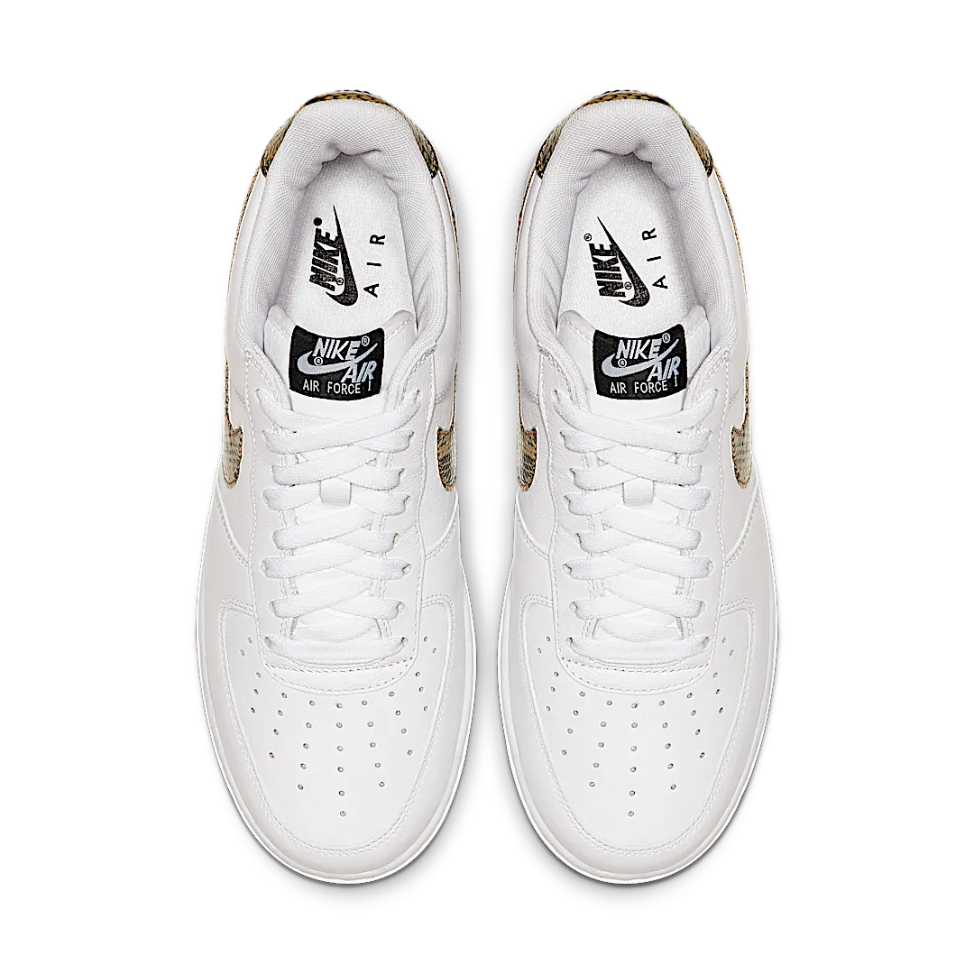 Nike Air Force 1 Low Retro Ivory Snake, White/Elemental Gold-Dark Hazel-Black (AO1635-100)