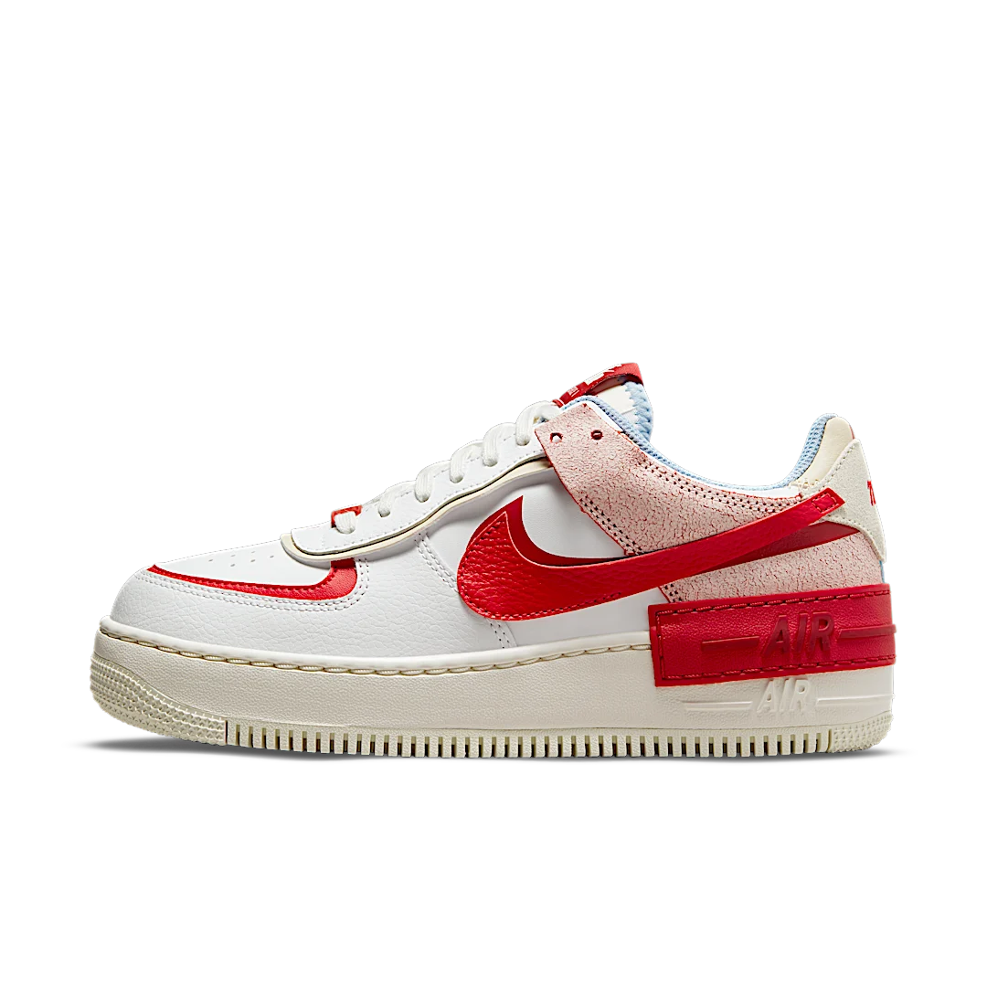 Nike Air Force 1 Low Shadow Cracked Leather, White/Red/Pink (CI0919-108)
