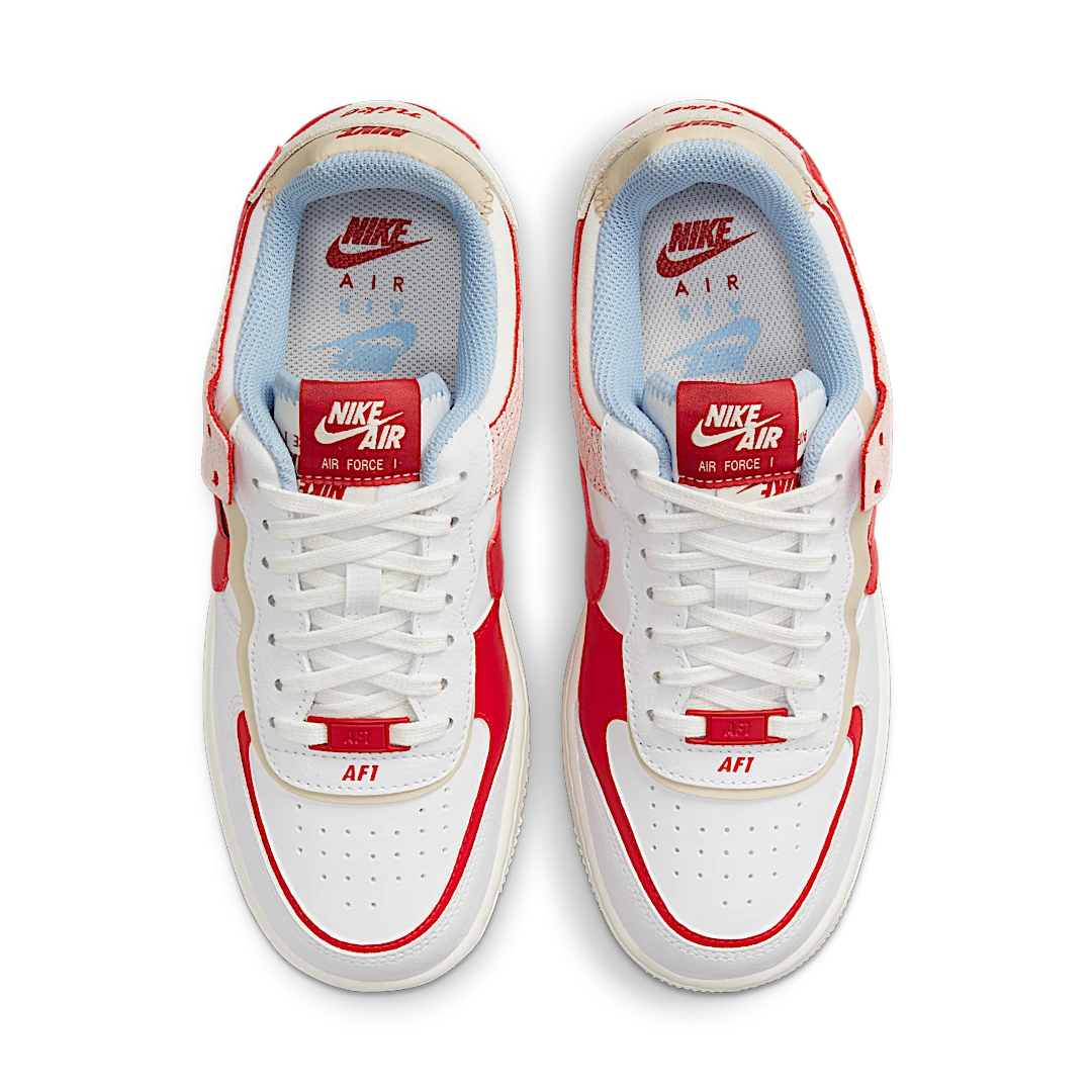 Nike Air Force 1 Low Shadow Cracked Leather, White/Red/Pink (CI0919-108)