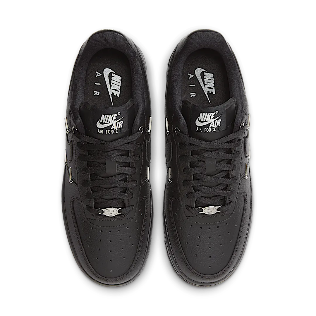 Nike Air Force 1 Low '07 LX Black Silver Mini Swoosh, Black/Metallic Silver (HQ1180-001)