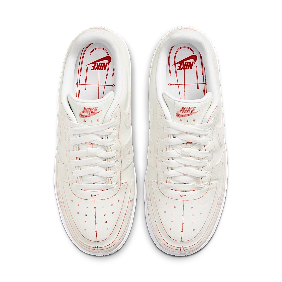 Nike Air Force 1 Low '07 LX Blueprint Summit White, Summit White/Summit White-University Red (CI3445-100)