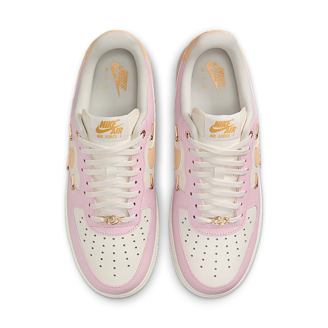 Nike Air Force 1 Low '07 LX Pink Foam Mini Swoosh, Pink Foam/Sail/Metallic Gold/Pale Vanilla (IB2574-600)