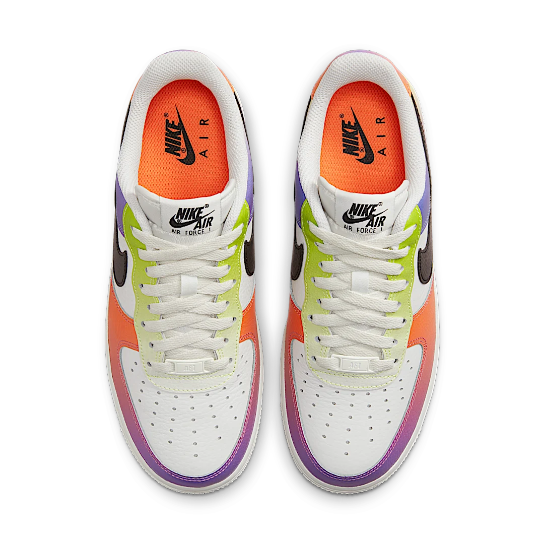 Nike Air Force 1 Low '07 Multi-Color Gradient, Summit White/Black-Bright Mandarin (FD0801-100)