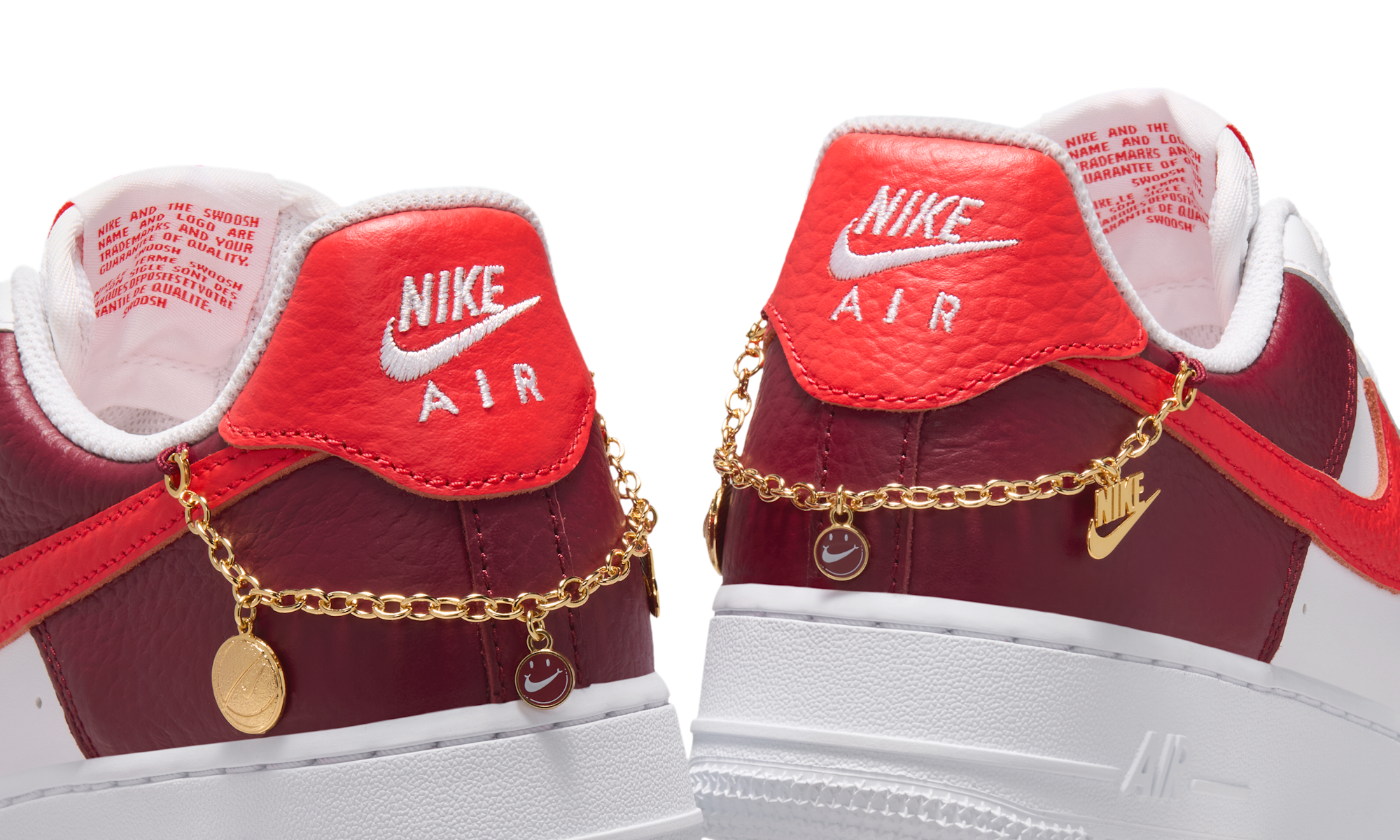 Nike Air Force 1 Low '07 White Light Crimson Gold Charm Bracelet