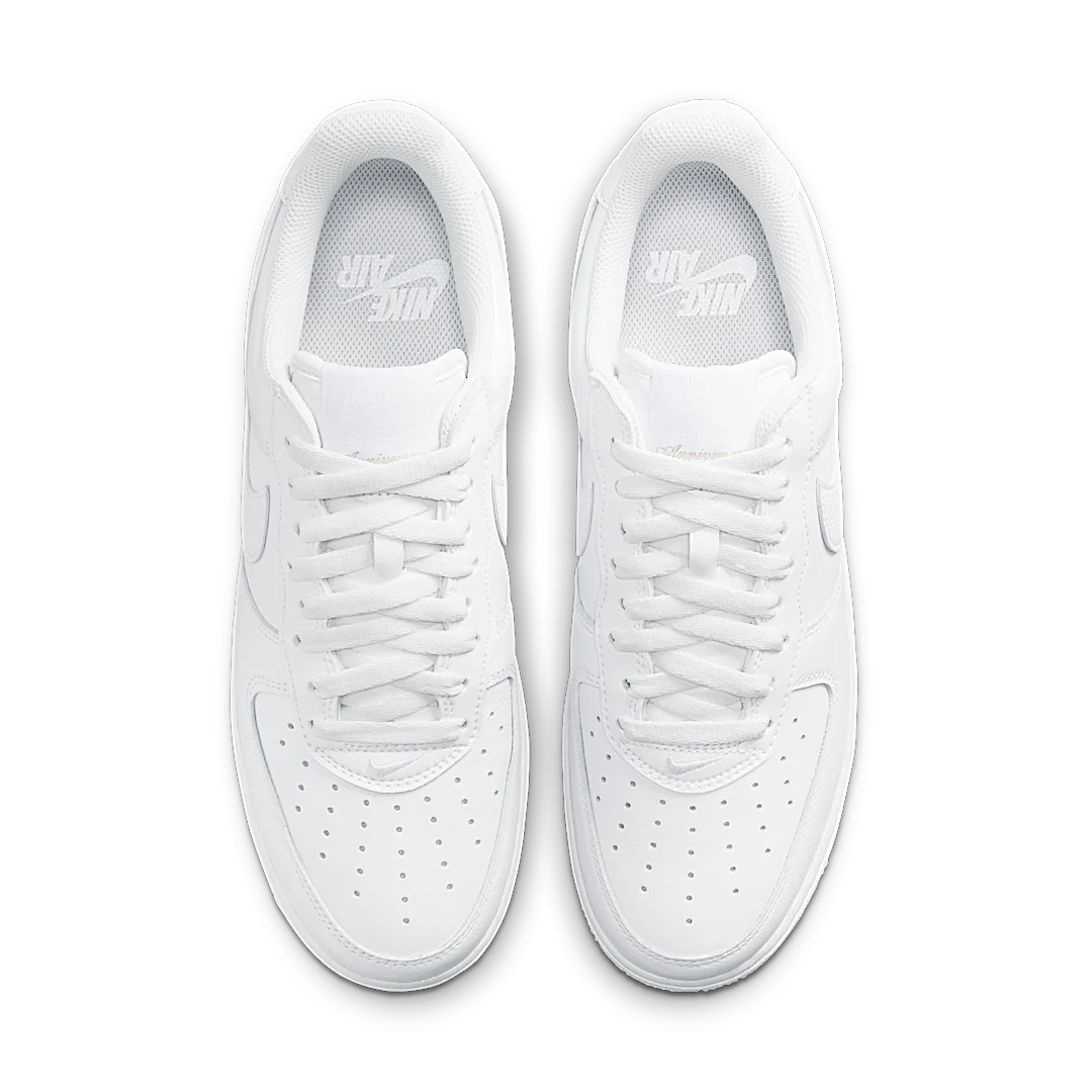 Nike Air Force 1 '07 Low Color of the Month Triple White, White/White-White-Metallic Gold (DJ3911-100)