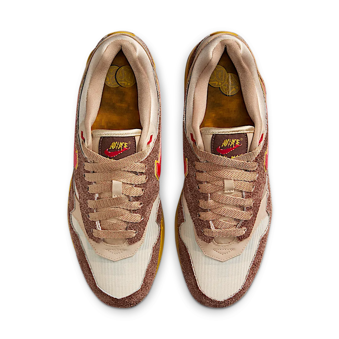 Nike Air Max 1 .SWOOSH Low Poly Big Head Origins, Light Chocolate/Hemp/Sand Drift/University Red (HV5776-200)