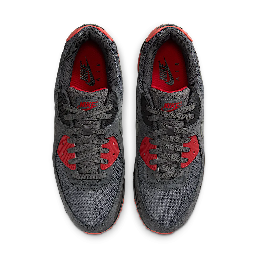 Nike Air Max 90 Smoke Grey Fire Red, Black/Smoke Grey/Iron Grey/Fire Red/Dark Smoke Grey (DM0029-007)