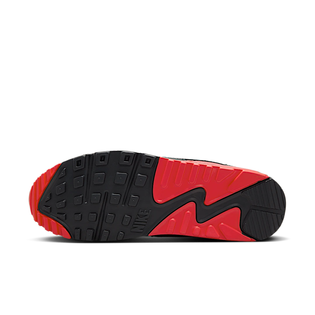 Nike Air Max 90 Smoke Grey Fire Red, Black/Smoke Grey/Iron Grey/Fire Red/Dark Smoke Grey (DM0029-007)