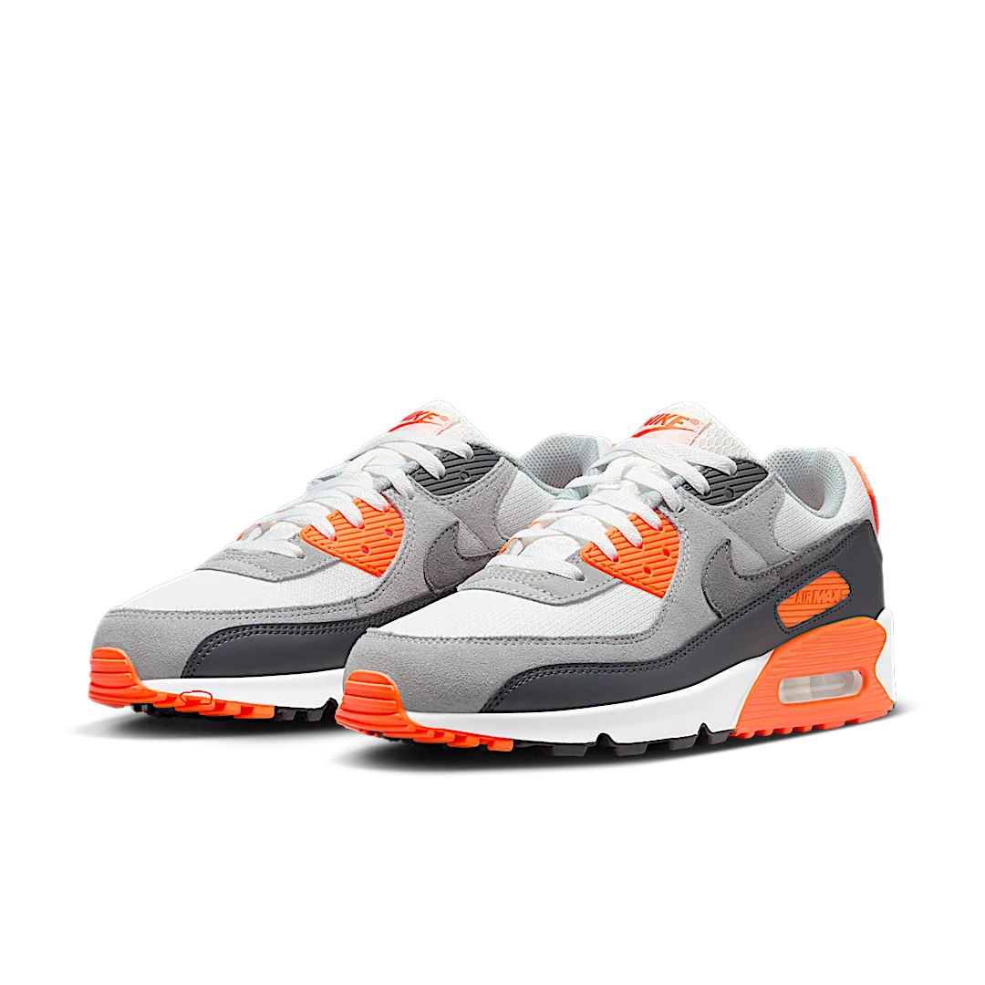 Nike Air Max 90 Summit White Safety Orange Dark Smoke Grey Smoke Grey, Summit White/Safety Orange/Dark Smoke Grey/Smoke Grey (DM0029-108)