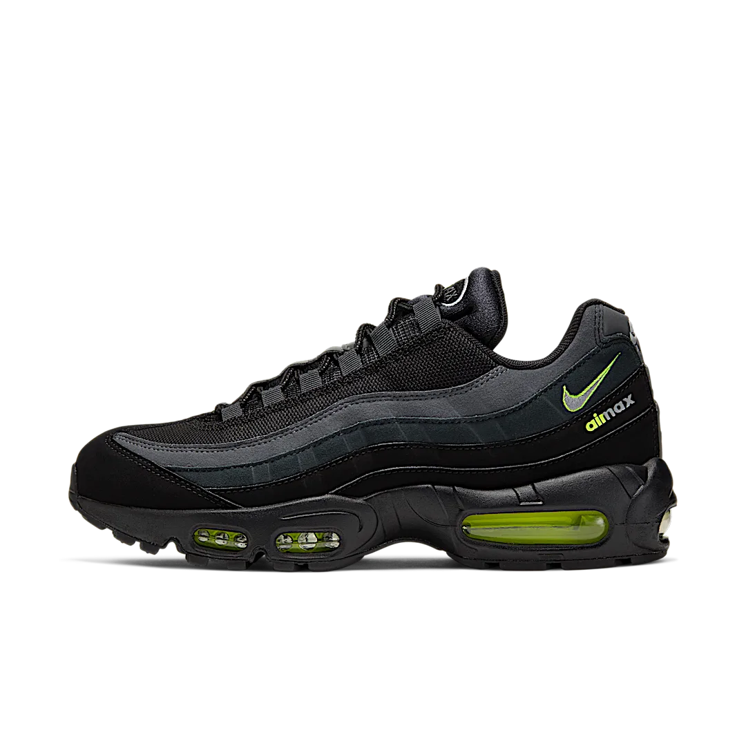 Nike Air Max 95 Retro Logo Black Grey Volt, Black/Wolf Grey-Cool Grey-Volt (CV1635-002)