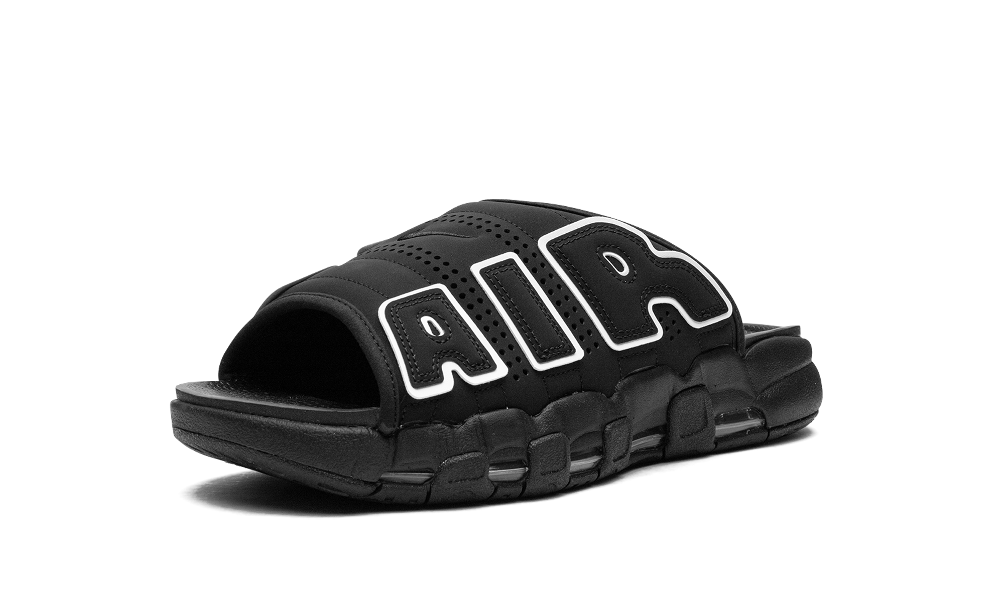 Nike Air More Uptempo Slide Black Grey Sole