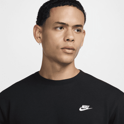 Nike Club Men's French Terry Crew Black/Black/White - Sneak