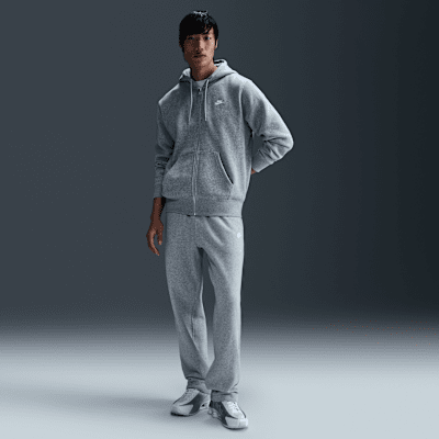 Nike Club Full-Zip Fleece Hoodie Dark Grey Heather/Light Smoke Grey/White