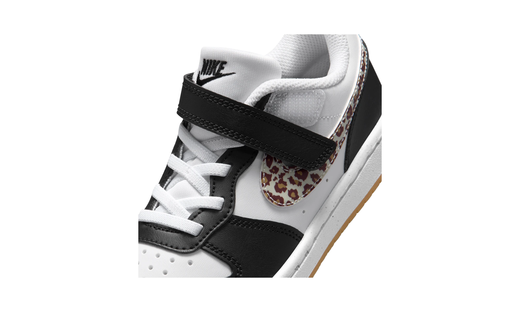 Nike Court Borough Low Black White Leopard Swoosh (PS)