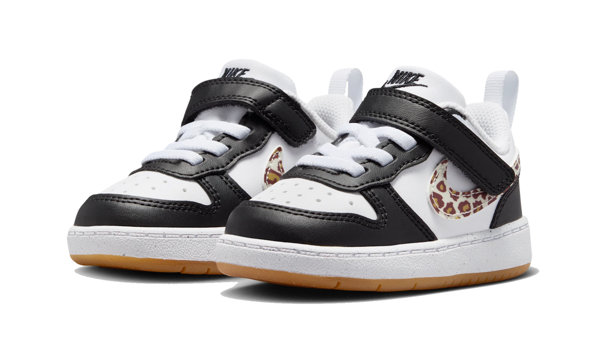 Nike Court Borough Low Black White Leopard Swoosh (TD)