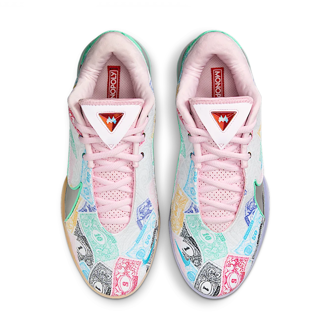 Nike LeBron 22 Monopoly (Translucent Outsole), White/Baltic Blue-Vapor Green-Pink Foam-Metallic Silver (FZ1097-100)