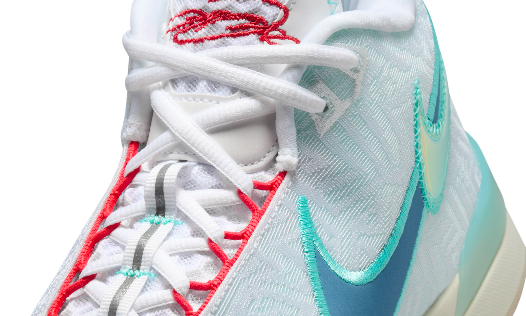Nike LeBron NXXT Genisus White Aurora Green Siren Red Aegean Storm